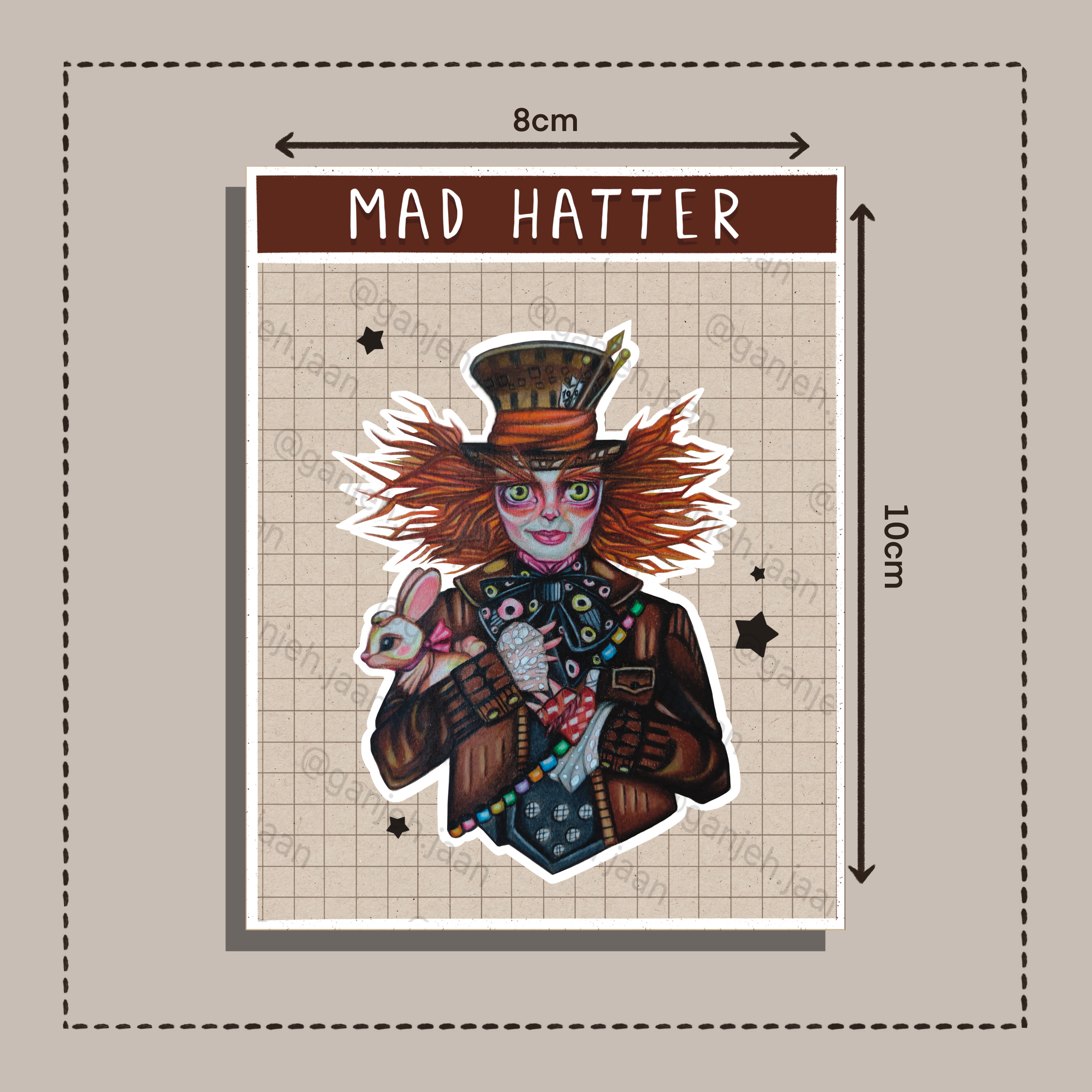 استیکر  کلاه دوز دیوانه mad hatter گنجه جان
