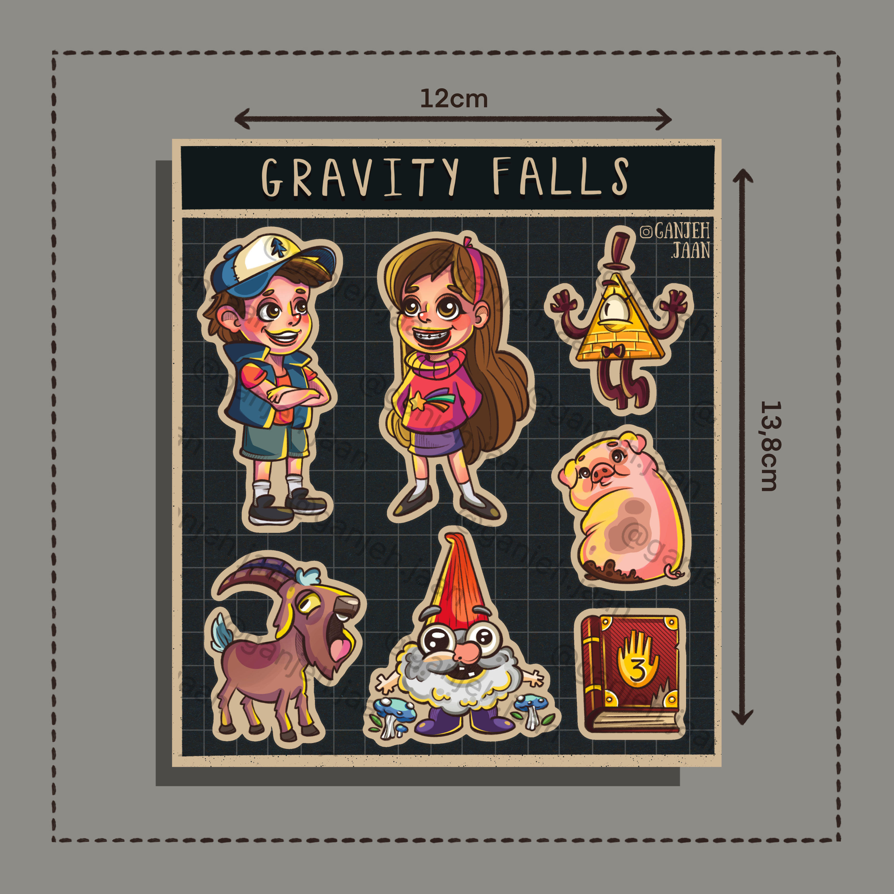 استیکر آبشار جاذبه Gravity Falls گنجه جان