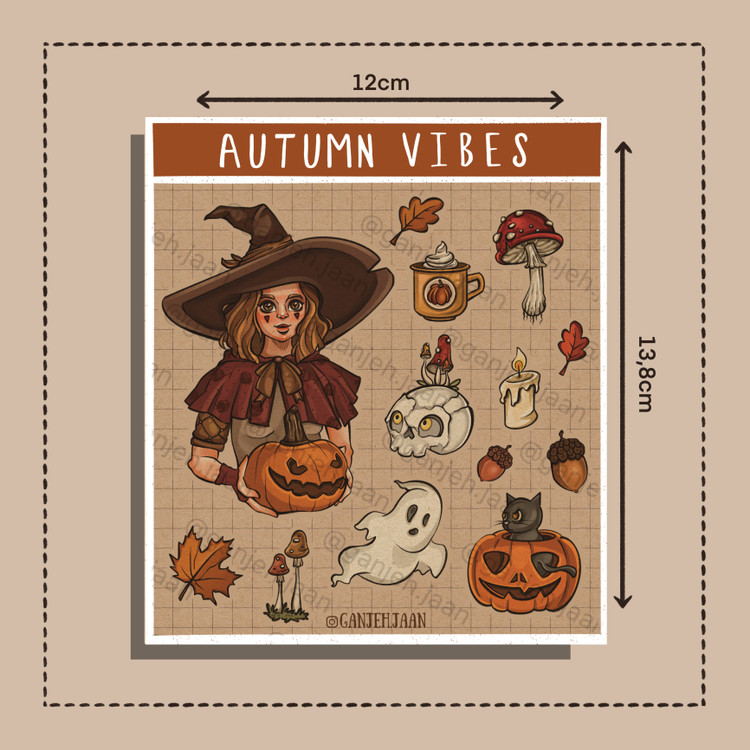 استیکر پاییزی autumn vibes گنجه جان